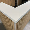 KENTO Reception Desk 240cm - Timber Slat Acoustic White & Oak