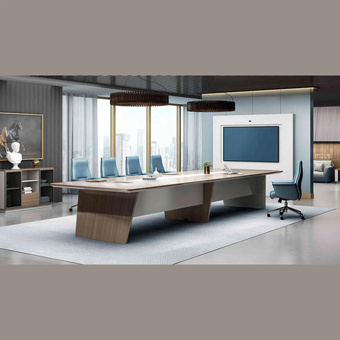 ANDERS Boardroom Table 320cm - Hazelnut & Beige