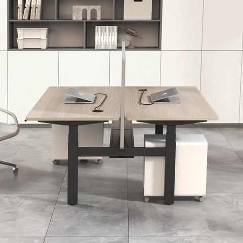 MARLO 2 People Workstation Dual Lift 1.6M - Oak & Black