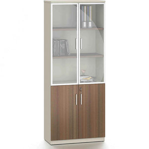 ANDERSON 2 Door Display Unit 80cm - Hazelnut & Beige
