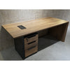 LOGAN Executive Desk Reversible 150cm - Warm Oak & Black
