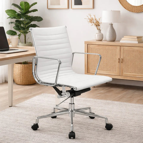 DAKIN Low Back Office Chair - White & Chrome - innovatec.com.au