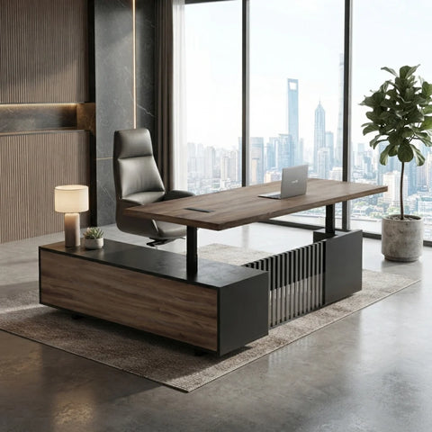 DAXTON Executive Desk with Right Return with Lift 200cm - Warm Oak