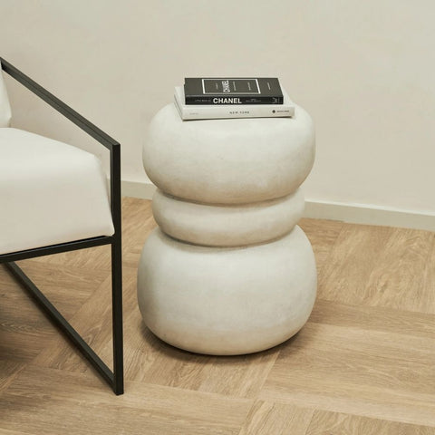 ROCCO Stool 37cm - White Concrete