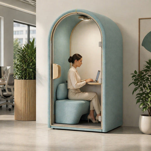 DUKE Single Seater Acoustic Office Silent Booth Pod - Aqua - innovatec.com.au