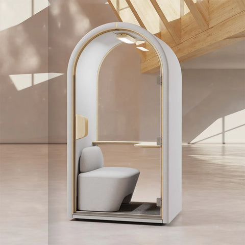DUKE Single Seater Acoustic Office Silent Booth Pod - Light Grey - innovatec.com.au