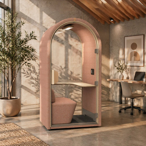 DUKE Single Seater Acoustic Office Silent Booth Pod - Terracotta - innovatec.com.au