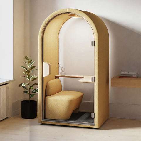 DUKE Single Seater Acoustic Office Silent Booth Pod - Yellow - innovatec.com.au