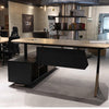 EASTON Sit Stand Electric Lift Executive Desk with Right Return 2.2M - Warm Oak & Black