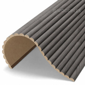 WOODFLEX Flexible Wooden Slat Wall Panel - Black - 2700mm x 600mm - Half Round 27mm