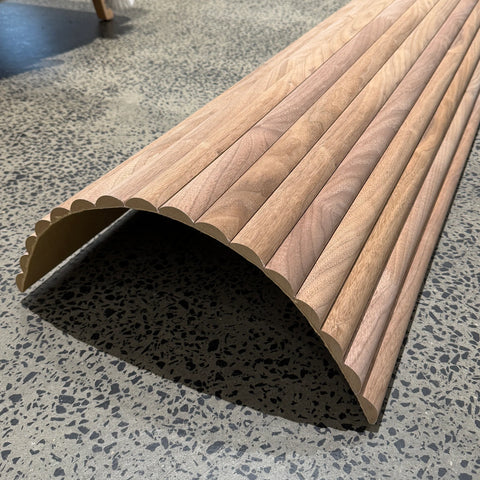 WOODFLEX Flexible Wooden Slat Wall Panel - Walnut Veneer - 2700mm x 600mm - Half Round 37mm