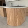 WOODFLEX Flexible Wooden Slat Under Bench Counter Panel - Oak Veneer - 900mm x 600mm - Half Round