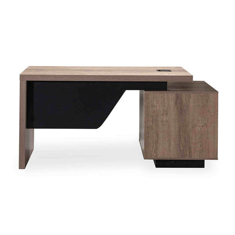 KELLEN Executive Desk with Left Return 1.6-1.8M - Warm Oak & Black