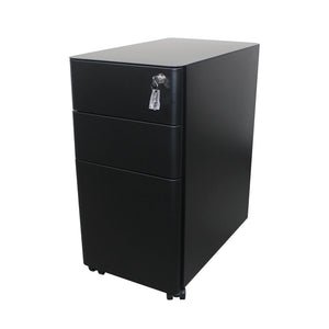 MARLO 3 Drawer Slim Mobile Pedestal Filing Cabinet - Black