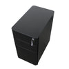 MARLO 3 Drawer Slim Mobile Pedestal Cabinet - Black