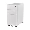 MARLO 3 Drawer Slim Mobile Pedestal Cabinet - White