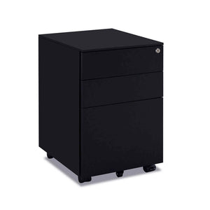 MARLO 3 Drawer Mobile Pedestal Filing Cabinet - Black