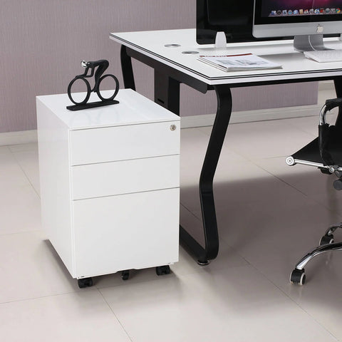 MARLO 3 Drawer Mobile Pedestal Filing Cabinet - White