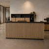 KENTO Reception Desk 240cm - Timber Slat Acoustic Black & Oak