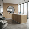 KENTO Reception Desk 180cm - White & Oak Timber Slat Acoustic