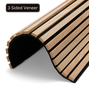 WOODFLEX Flexible Acoustic Wood Slat Panel - 3 Sided Full Wrap Oak Veneer on Black - 2700mm x 600mm