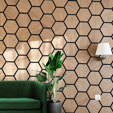 Hexagon WOODFLEX Acoustic Wood Wall Panels - 2700mm x 600mm - Oak Veneer - innovatec.com.au