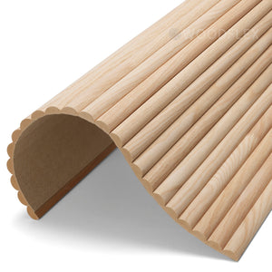 WOODFLEX Flexible Wooden Slat Under Bench Counter Panel - Oak Veneer - 900mm x 600mm - Half Round