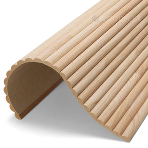 WOODFLEX Flexible Wooden Slat Under Bench Counter Panel - Oak Veneer - 900mm x 600mm - Half Round
