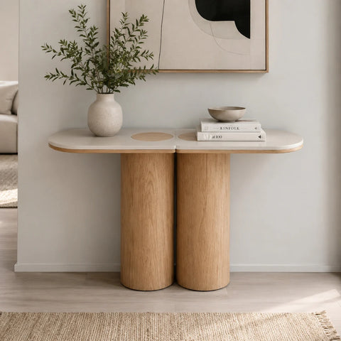 SILVAN 140cm Console Table Oak & Cement surface
