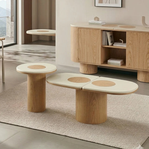 SILVAN Coffee Table 120cm - Microcement & Oak