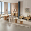 SILVAN 180cm Rectangular Dining Table Oak & Cement curved top - Oak