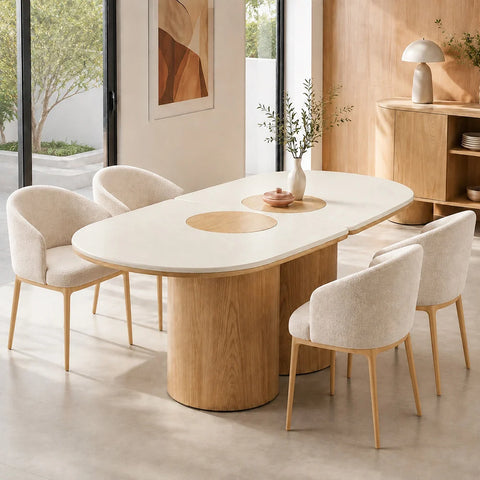 SILVAN Dining Table 220cm - Microcement & Oak