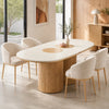 SILVAN 180cm Rectangular Dining Table Oak & Cement curved top - Oak
