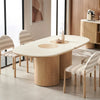 SILVAN 220cm Rectangular Dining Table Oak & Cement Curved Top