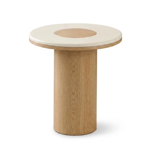 SILVAN Round Side Table 55cm - Microcement & Oak