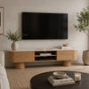 SILVAN 210cm Entertainment TV Unit with Micro-cement Top -  Oak