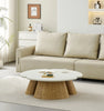 LAGO Round Coffee Table 110cm - Microcement & Oak