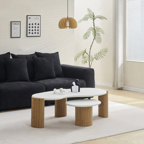 LAGO Nest of 2 Tables 120cm - Microcement & Oak
