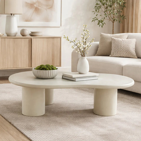 CORRENE Micro Cement Coffee Table 1.3M - Off White - innovatec.com.au
