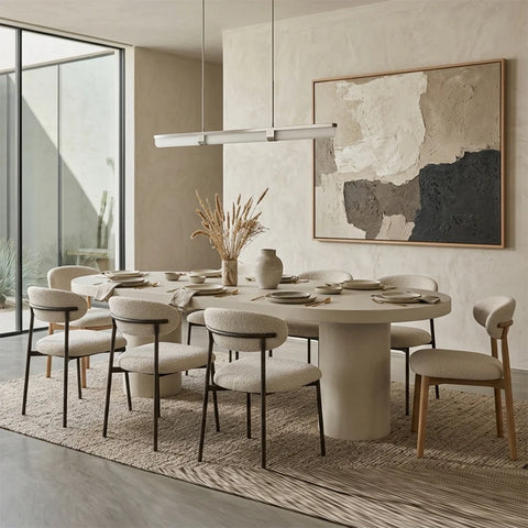 CORRENE Micro Cement Dining Table 2.2M - Cream - innovatec.com.au