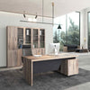 BALDER Executive Desk with Right Return 2.2-2.4M - Warm Oak & Black