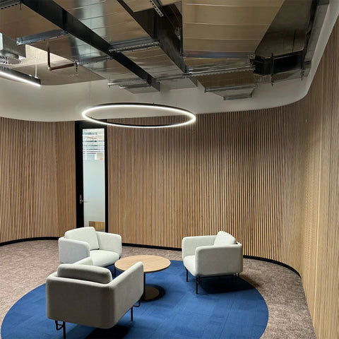 WOODFLEX Flexible Acoustic Slat Wall Panel - Half Round Oak Veneer - 2700mm x 600mm - innovatec.com.au