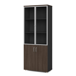 CARTER Display Unit 2 Door Bookcase 80cm -  Coffee Grey