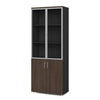 CARTER Display Unit 2 Door Bookcase 80cm -  Coffee Grey
