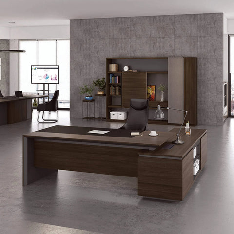 Carter Executive Office Desk with Left Return 2.2M - Coffee & Grey