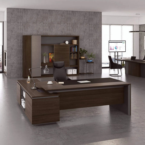 CARTER Executive Office Desk with Right Return 2.2M - Coffee & Grey