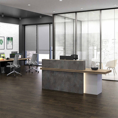 JARIN Reception Desk 2.4M Right Panel - Carbon Grey & White Colour