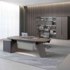 MADDOK Executive Desk with Right Return 200cm - Chocolate & Charcoal Grey