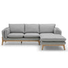 BRONTE 3 Seater Sofa with Right Chaise - Light Grey & Oak