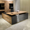 PHOENIX Sit & Stand Electric Lift Executive Desk with Right Return 2.2M - Warm Oak & Black
